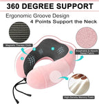 urnexttour Travel Pillow and Blanket Set Neck Pillows Travel Essentials with Sleep Mask for Airplane Car Memory Foam Pink