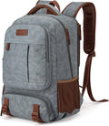 Tzowla Canvas Laptop Backpack, Bag for Men Women,Travel Work Rucksack Fits 15.6 Inch Laptop, Large Capacity Bookbag(Light Grey)