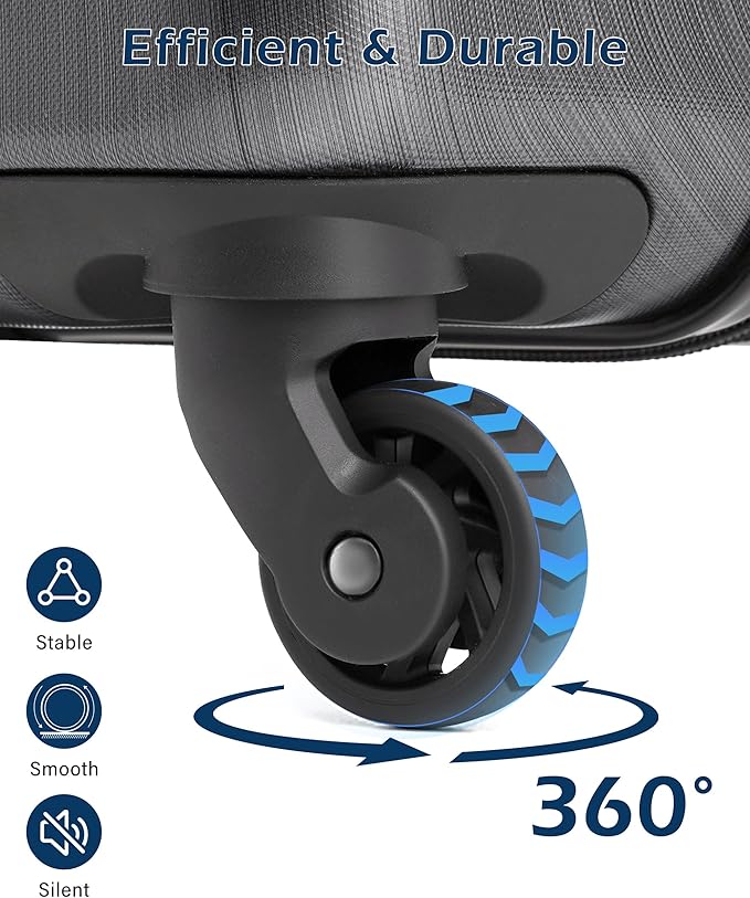 Coolife Luggage Set 3 Piece Hardside PC+ABS Suitcase with TSA Lock, Expandable Large Checked Luggage, Lightweight Rolling Carry On with Spinner Wheels(20/24/28 Inch, Charcoal)