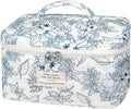 Gosect Large Makeup Bag, Cute Cosmetic Bag for Women Girls, Floral Coquette Aesthetic Toiletry Bag, Travel Make Up Organizer Bag (Navy Blue)