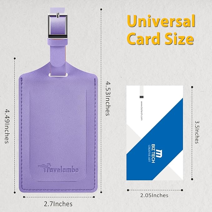Travelambo 12 Pack Luggage Tags for Suitcases Privacy Protection Bag Tags Faux Leather Travel Accessories Essential, Classic Purple