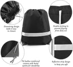 BeeGreen 30 Pieces Black Drawstring Backpacks Bulk Cinch Bags, Reflective String Backpacks DIY for Gym Sport Trip