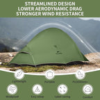 Naturehike Cloud-Up Tent Lightweight Backpacking Tent with Footprint - Free Standing Ultralight Camping Hiking Backpack Tents