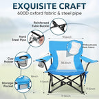 HaSteeL Folding Beach Chair Set of 3, Foldable Blue Camping Chairs & Grey Table for Outside, Low Beach Chair Portable for Adults Fishing, Picnic, Outdoor BBQ, Travel, Sports, Cup Holder & Storage Bag