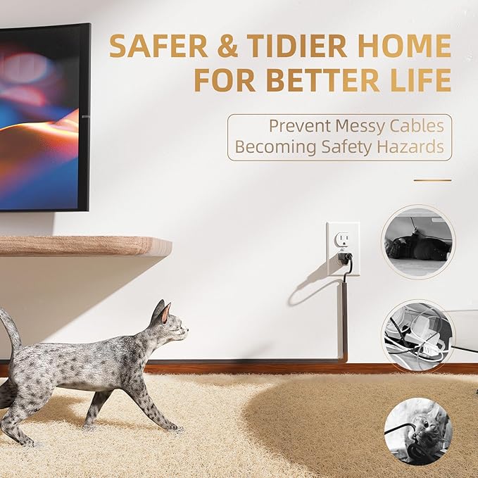 Delamu Cord Hider, 85in Cord Covers for 2-3 Wires on Wall, Self-Adhesive Cable Hider, PVC Wire Hiders Wire Covers for TV Cords on Wall, Easy Mount Cable Cover Raceway Kit, W0.95 H0.55in, Darkwood