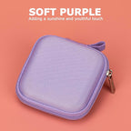 Ginsco Mini-Portable Hard Shell Square Earbuds Case for Apple EarPods/Samsung Galaxy Wired/Wireless Earbuds, Cell Phone Accessories Organizer with Carabiner for Earphones (1, Purple)