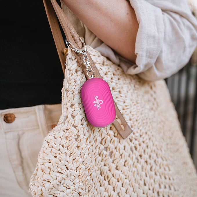 SABRE 2-in-1 Personal Alarm with LED Light, 130dB Personal Safety Siren, Snap Hook for Instant Access, 1,250 Foot (381 Meters) Range, Compact Design for Easy Attachment to Purse, Bag, or Keys