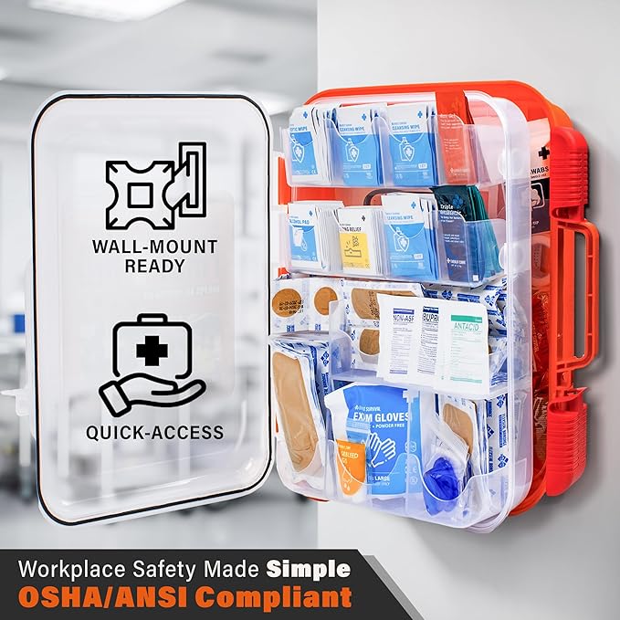 EVERLIT 400 Pcs OSHA Compliant First Aid Kit, Wall-Mountable Essential Emergency Kit for Home, Business, School, Warehouse, Construction Site, Office, Work, College Dorm