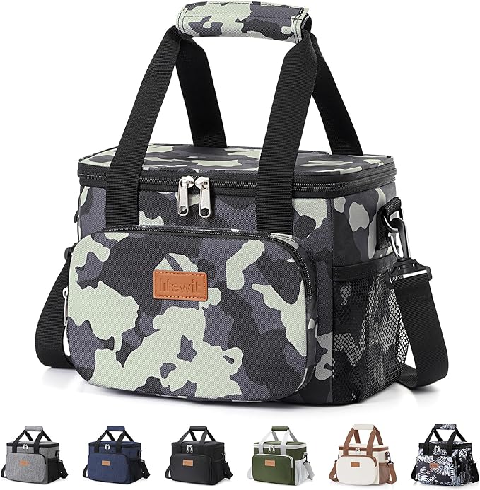 Lifewit Medium Lunch Bag, Insulated Lunch Box, Soft Cooler Cooling Tote for Adult Men Women, Camouflage 12-Can (9L)
