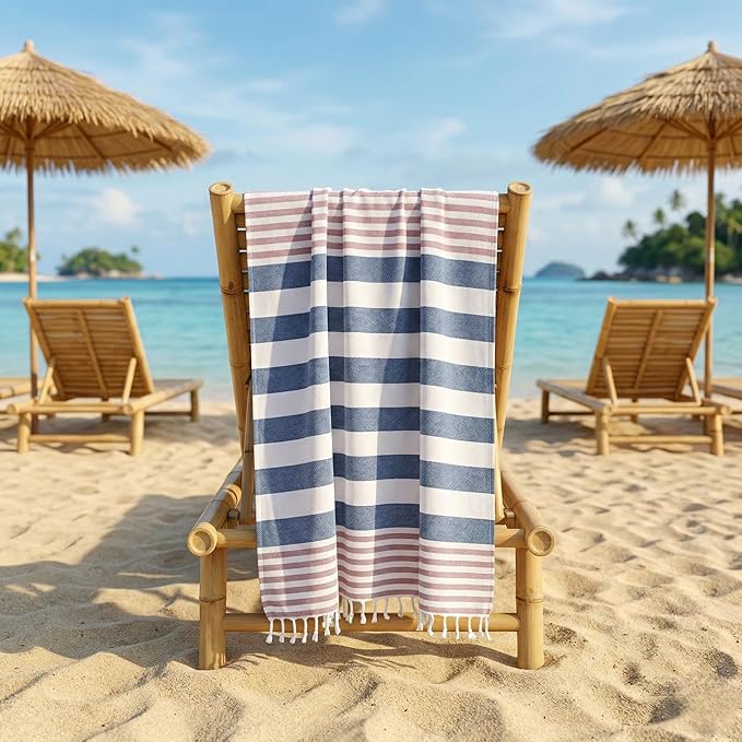 Cotton Turkish Beach Towel with Towels Oversized 36"x72" Pool Absorbent Extra Large Quick Dry Sand Travel Towel (Ocean Pastels, 6 Pack)