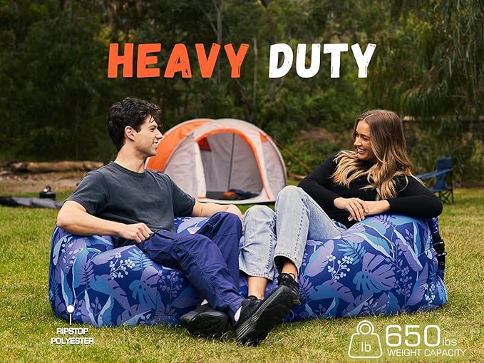 WEKAPO Inflatable Couch Air Lounger Chair - Camping & Beach Accessories, Portable Blow up Sofa for Hiking, Lawn, Indoor/Outdoor Movies & Music Festivals. Lightweight and Easy to Set Up Air Hammock
