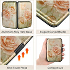 ELFISH Mini RFID Aluminum Wallet Credit Cards Holder Business Card Case Metal ID Case for Men Women(Champagne rose)