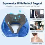 Cirorld Neck Pillow for Traveling, Travel Pillows for Airplanes,100% Pure Memory Foam Travel Neck Pillow, Adjustable Flight Pillow, Portable Plane Accessories with Eye Mask, Earplugs, Carry Bag