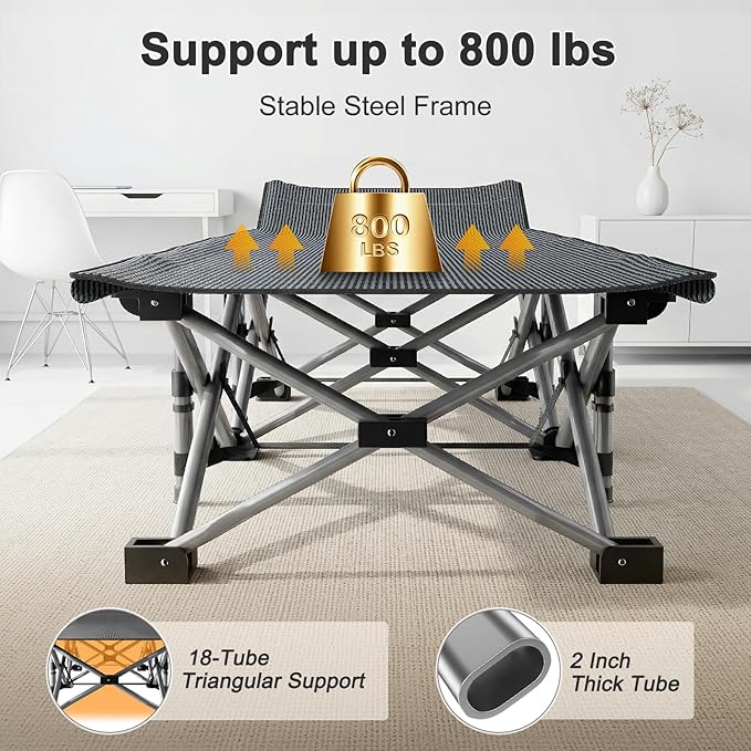 ABORON Camping Cot for Adult 28" Extra Wide, 2PK Heavy-Duty 1200D Oxford Cot for Sleeping, Portable Folding Camp Bed with Mat & Carry Bag