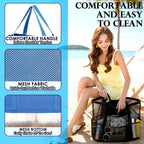 Fammart Mesh Beach Bag, Large Beach Tote with Zipper Pocket, Toys Pool Bag for Family Travel Vacation Cruise Essentials