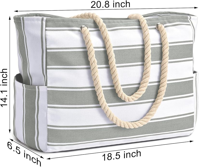 Becokan Beach Bags for Women Large Waterproof Beach Tote Bag Zipper Beach Bags Waterproof Sandproof Swim Pool Bag Large Tote