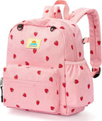 STEAMEDBUN Corduroy Toddler Backpack for Girls 2-4: Kids backpack for Boys Girls - 12 inch Preschool Kindergarten Backpacks - Strawberry