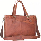 17-inch Genuine Leather Laptop Bag for Women – Large Brown Leather Work Tote with Laptop Compartment, Womens Computer Bag, Briefcase & Messenger Style for Office, Business, Travel & Teacher Gifts | Genuine Leather