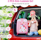 Goplus 2PC Kids Luggage, 12" & 16" Kids Carry On Luggage Set with 4 Spinner Wheels, Lightweight Rolling Spinner Suitcase for Children Toddlers Boys and Girls Travel