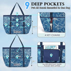 Fammart Mesh Beach Bag, Large Beach Tote with Zipper Pocket, Toys Pool Bag for Family Travel Vacation Cruise Essentials