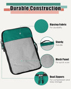 WTREE 4-Piece Packing Cubes Travel Accessories Set for Suitcases - Luggage Organizer Bags with Double Zipper - Mesh Top - Large - Green
