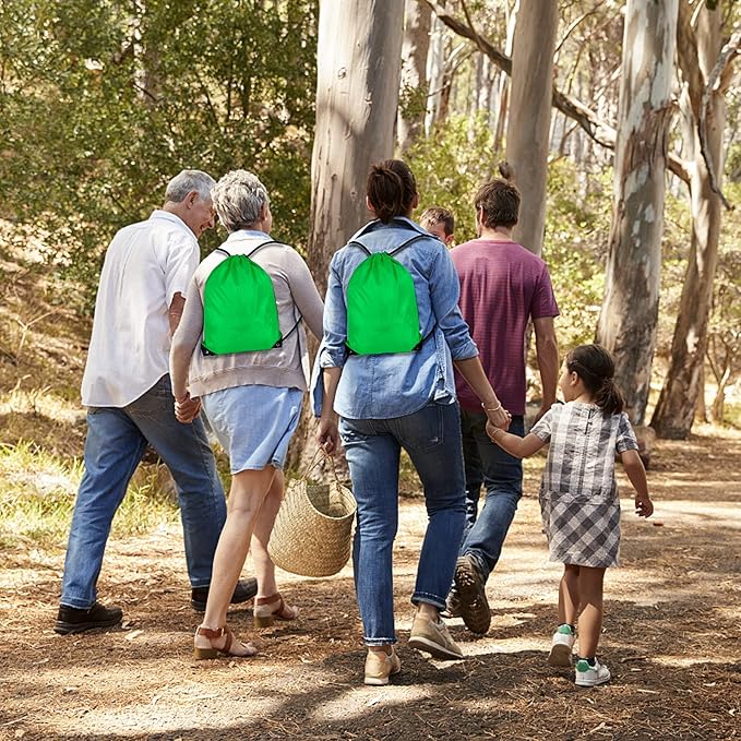 IKAYAS 6Pcs Drawstring Bags Bulk Green Drawstring Backpack, String Backpack Cinch Sack Sport Gym Backpack Bags for Yoga Traviling Outdoor Sports