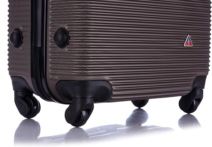 InUSA ROYAL Hardside Luggage with Ergonomic Handles | Spacious Travel Suitcase with Four Spinner Wheels and Studs | 20 Inch Hardside Carry-On Spinner Luggage | Brown