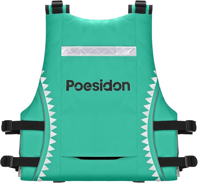 Poseidon Adjustable Water Safety Life Jacket - Classic Unisex Design with Front/Rear Storage Compartments for Multiple Water Activities