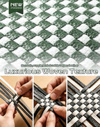 Trendy Woven Checkered Crossbody Bum Bag for Women，PU Leather Checkered Purse Fanny Packs Belt Bag (Woven Bum Bag - Bean Green White)