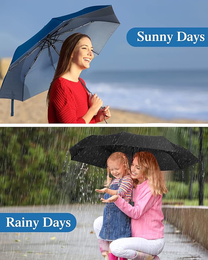 Yahenda 4 Pack Windproof Travel Umbrella Automatic Open & Close Folding Umbrellas for Rain Portable Umbrella Set for Men Women Backpack & Car Essentials
