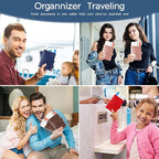 Passport Holder and Card Slot Combo RFID Blocking Leather Family Travel Passport Wallet Travel Accessories for Men Women US Passport Cover Protector (Travel pink)