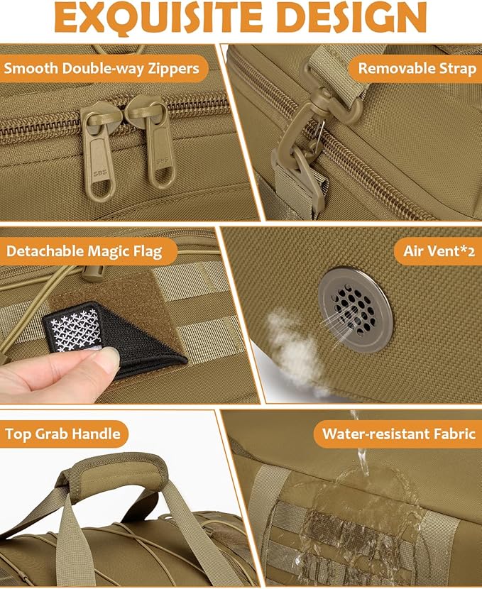 50L Gym Bags for Men, 3 in 1 Travel Duffle Bag with Shoe Compartment, Tactical Military Backpack for Overnight Weekender Gym Traveling Workout Deployment
