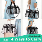 Large Clear Tote Bag 20” for Duffle, Clear Carry On Beach Bag for Travel Work, Big Transparent See Through Plastic Bags for Gym Toiletry Makeup Organizer