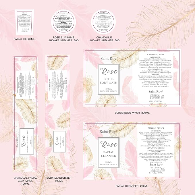 Mothers Day Gifts for Women, Spa Gifts for Women, Self Care Kit ROSE Bath and Body Gifts Set for Woman, Scrub Body Wash, Clay Mask, Essential Oil, Birthday Gift Skin Care Set, Christmas Gift