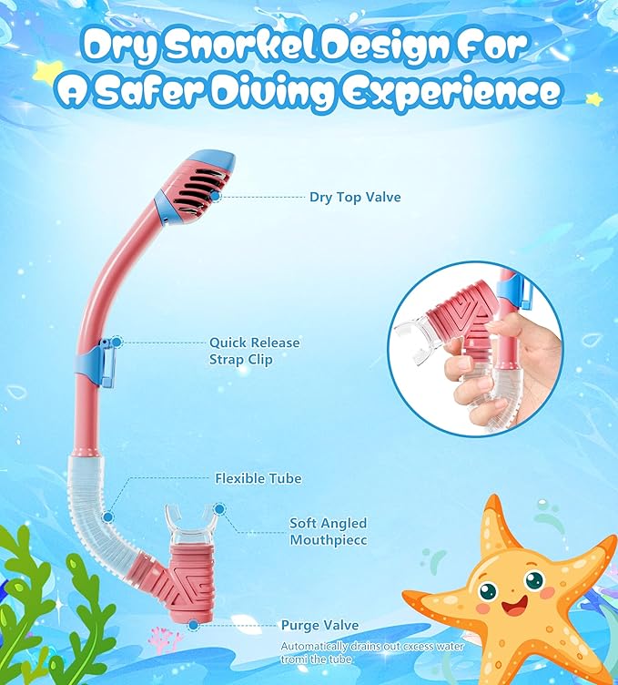 Aegend Snorkeling Gear for Adults Youth Kids, Snorkel Mask with Top Dry Valve - Panoramic View Anti-Leak and Anti-Fog with Mesh Bag for Snorkeling, Scuba Diving, Freediving & Swimming