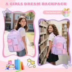 Kids Backpack, Backpack for Girls for Elementary School Multiple Pockets Ages 6-10(Purple)