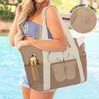 Fammart Mesh Beach Bag, Large Beach Tote with Zipper Pocket, Toys Pool Bag for Family Travel Vacation Cruise Essentials