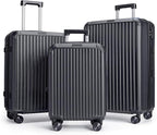 LIGHT FLIGHT Luggage Sets, Durable Hard Shell 3 Piece Set Suitcase with Spinner Wheels, Hardside Lightweight Luggage set with TSA Lock, Large Travel Luggage Set (20" 24" 28"), Black