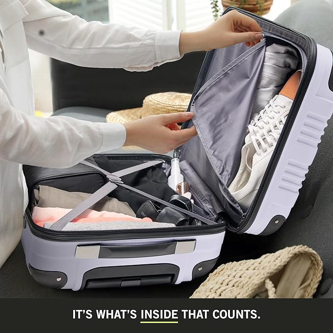 Kenneth Cole REACTION Out of Bounds Lightweight Hardshell 4-Wheel Spinner Luggage, Lavender, 20-Inch Carry On