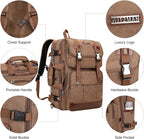 WITZMAN Canvas Travel Backpack for Men Large Laptop Backpack Fit 16 inch Carry-on Airline Approved Convertible Shoulder Rucksack(A6617-3 Brown)