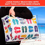 Beach Bag and Pool Bag Has Cooler Pocket, 7 Pockets Total, Zip Top. Family Size Waterproof Beach Tote