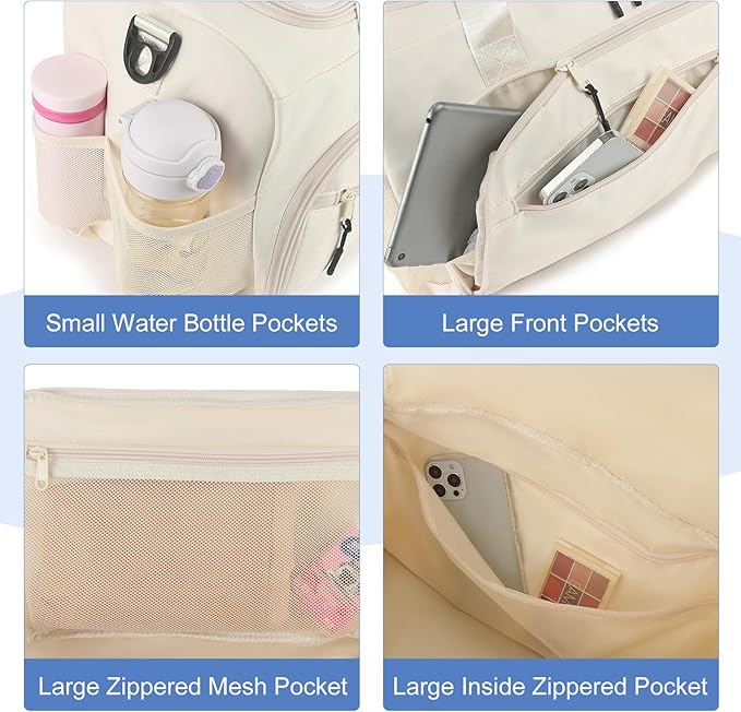 Gym Bag for Men Women, Sport Duffle Bag with Wet Pocket & Shoes Compartment, Water Resistant Overnight Weekender Bag Duffel Bag