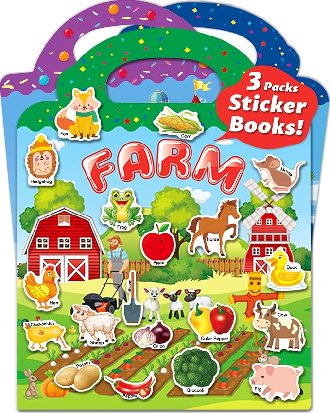 Walenced Reusable Sticker Book for Toddlers, Stickers for Kids, Toddler Sticker Book, Toddler Craft Activities, Toddler Travel Toys Boy Girl Birthday Gifts