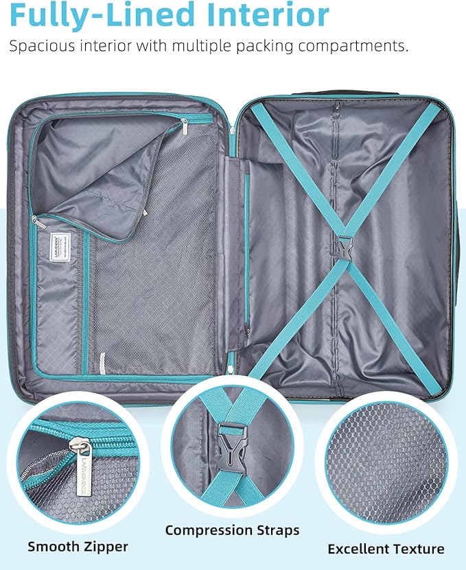 LARVENDER Carry on Luggage 22x14x9 Airline Approved, Expandable 20 Inch Hardside Suitcase with Wheels TSA Lock, PC+ABS Lightweight Carry on Suitcases for Women, Cotton Candy (20/DB/TB)