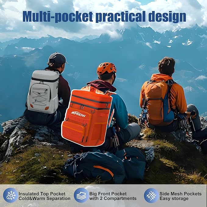 Backpack Cooler Insulated Leak Proof, Lightweight Soft Sided Cooler Backpack for Men Women, Waterproof Beach Cooler Bag Lunch Backpack for Camping Hiking Picnic Fishing Travel Outdoor