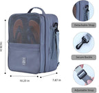 Large Shoe Bags for Travel Holds 4 Pair of Shoes, Shoe Storage Pouch with 3 Layers Compartments, Waterproof & Washable (Grey)
