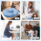Donut Pillow Seat Cushion - Cooling Gel Donut Chair Cushions, Memory Foam Seat Cushion for Office & Home, Car Seat Cushion and Butt Pillow, Hemorrhoids Pillow and Tailbone Pain Relief, Light Blue