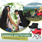 2 Pack Compact Camping Chairs Portable Folding for Outside with Carry Bag Lightweight Moon Chairs for Travel Picnic Hiking Beach Fishing, 600D Oxford, Supports 330lbs(Red, Black)
