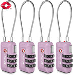 TSA Accepted Luggage Travel Lock, Set-Your-Own Combination Lock for School Gym Locker, Luggage Suitcase Baggage Locks, Filing Cabinets, Toolbox, Case (Purple, 4 Pack)