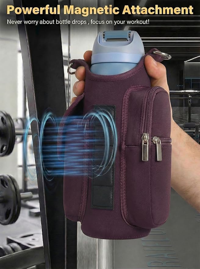 AUPET Magnetic Gym Bag for Men & Women, Small Gym Bag Organizer, Crossbody Magnets Gym Water Bottle Bag Holder Carrier Fits for 18-40oz Owala Yeti Hydro Flask, Workout Pouch for Phone, Keys & Wallet